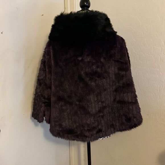 Terry Lewis Faux Fur Purple Black Collar Area Pullover Poncho Event - Picture 3 of 13